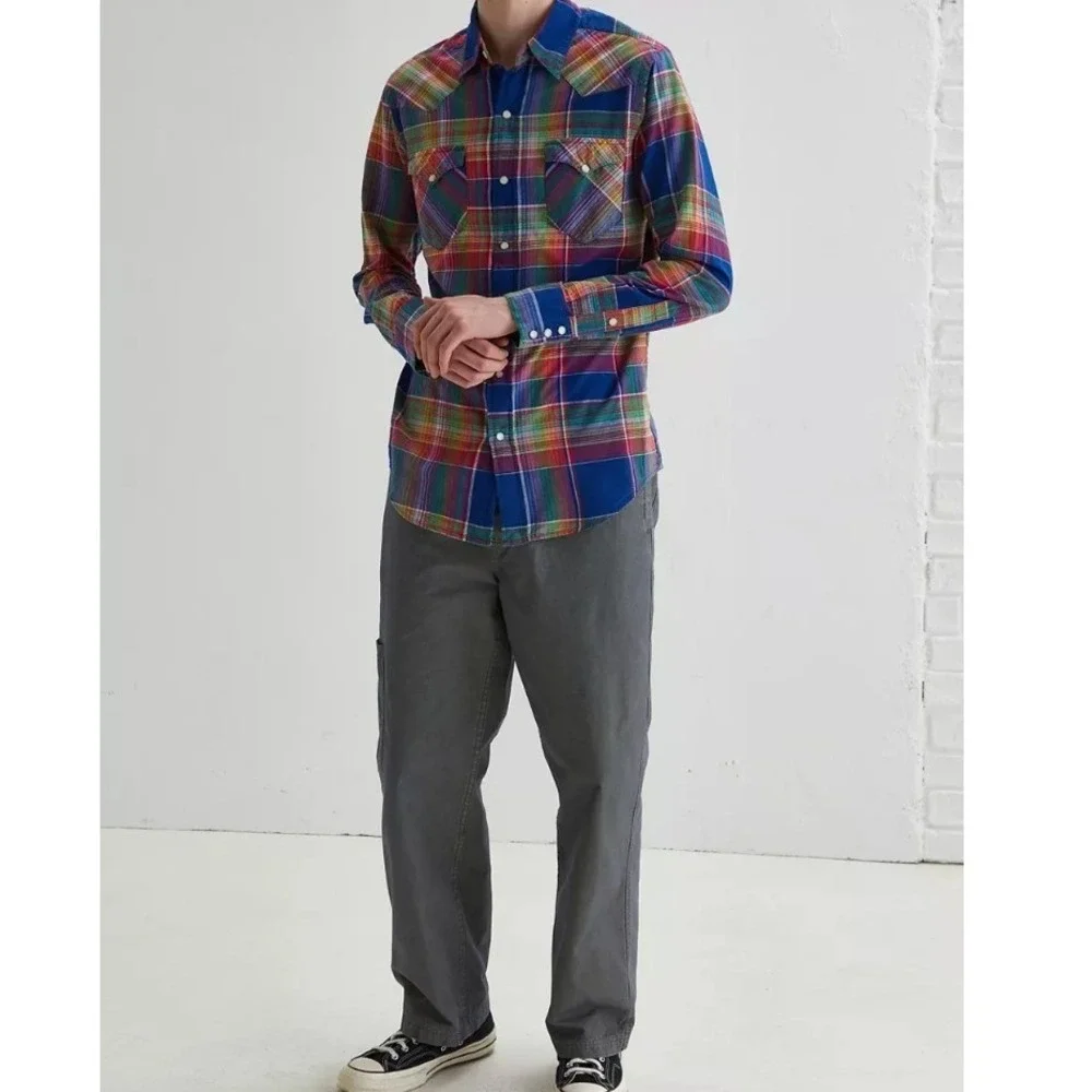 Polo Ralph Lauren Men's Western Classic Plaid Snap Button LS Shirt, Multi, M